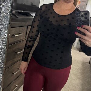 Guess Black Polka Dot Women's Top - Small